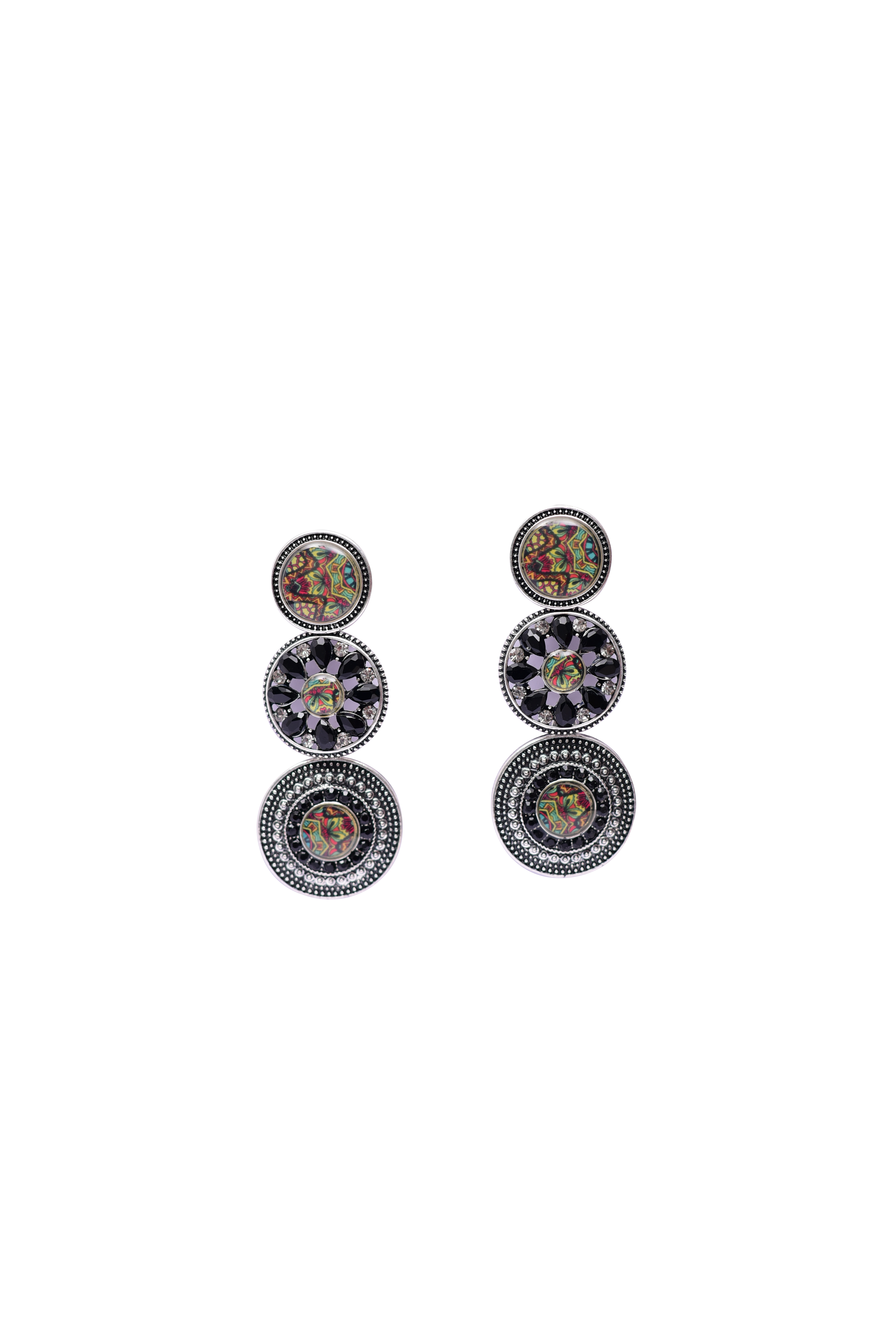 Namokriti Boho-Inspired-Triple Disc Drop Earrings for Women – Statement Ethnic Jewelry
